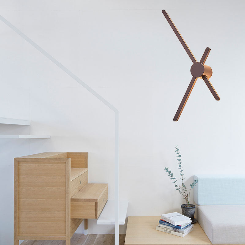 Crossed Lines Sconce Wall Light Metal Post Modern Wall Lamp in Brown for Living Room