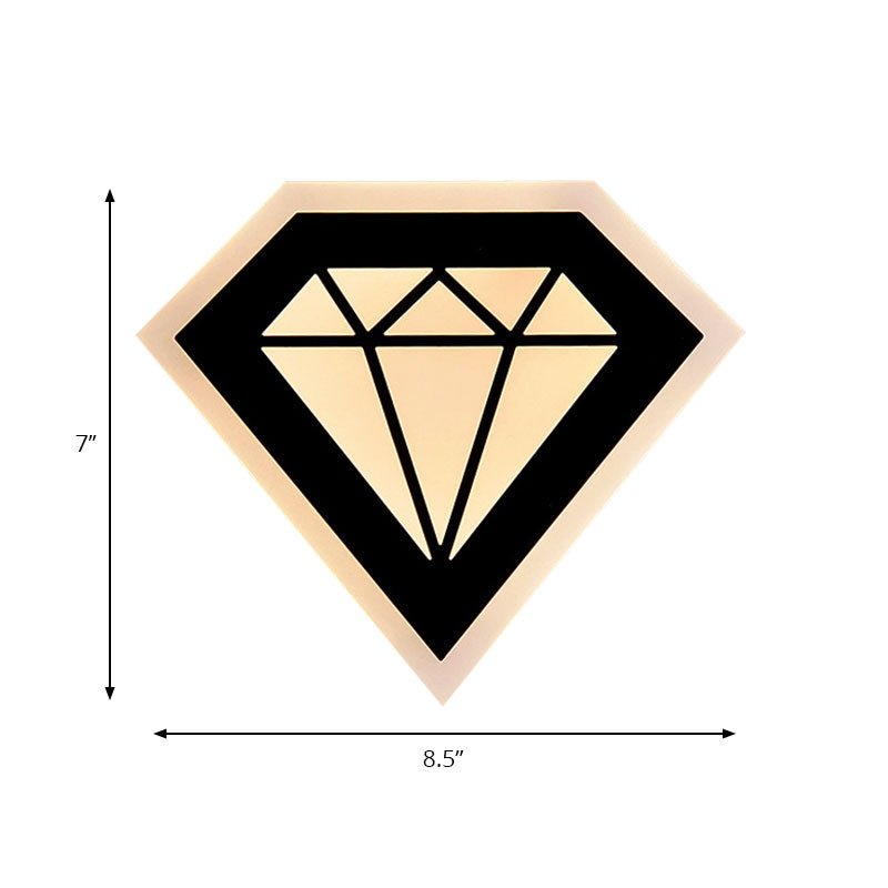 Acrylic Diamond Bedside Wall Lamp Contemporary LED Black/White Sconce Light Fixture in Warm/White Light