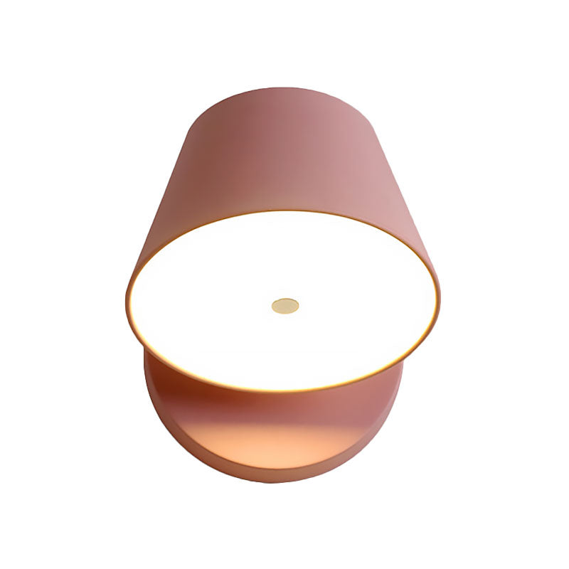 Pink/Yellow/Black Cone Wall Sconce Macaron 1 Light Metal Sconce Light Fixture in White/Warm Light