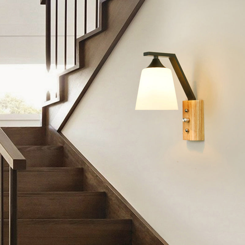 Bodet Shade Stair Corridor Lampe Opal Verre 1 tête CONTEMPORARY SCONCE LIGHT