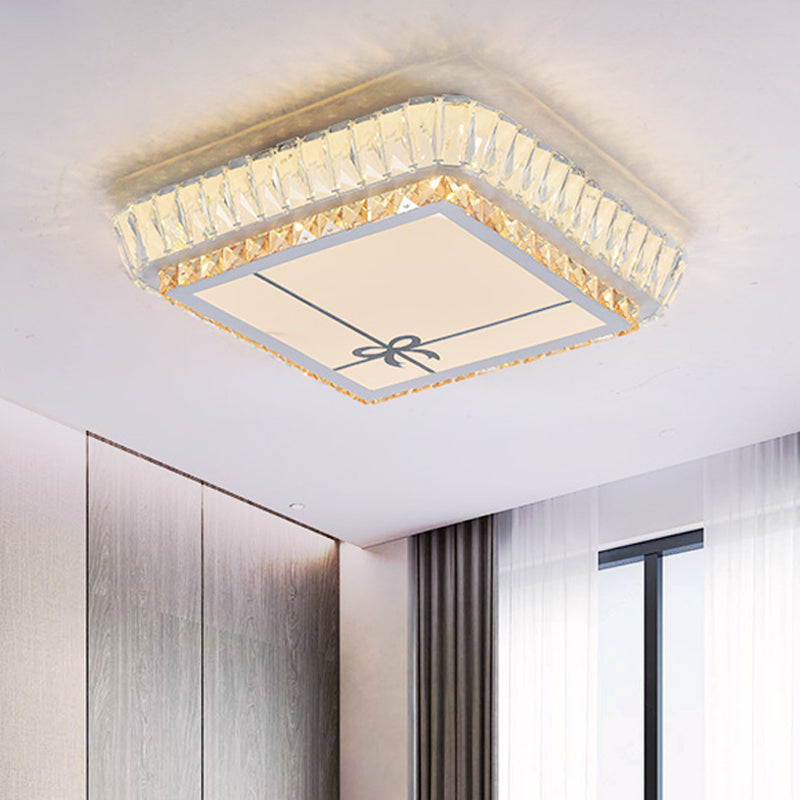 Trellis/Bowknot Crystal Ceiling Flush Contemporary Bedroom LED Flush Mount Lighting in White
