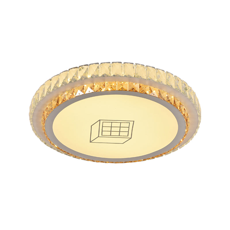 Modernist Round Ceiling Flush Mount Clear Cut Crystal LED Flush Light with Flower/Cube Pattern