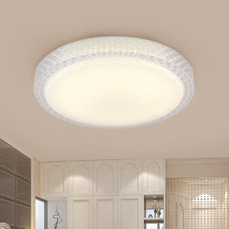 Simplicity Round Flush Light Cut Crystal 16"/19.5" Dia LED Ceiling Mount Light Fixture in White/Warm Light