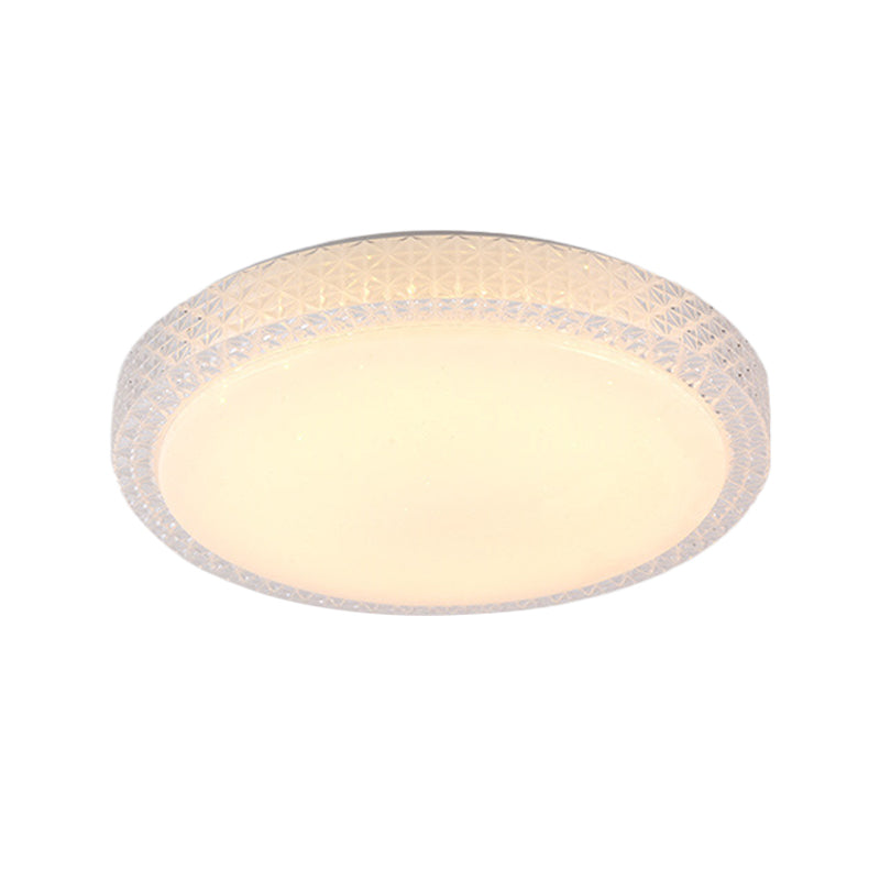 Simplicity Round Flush Light Cut Crystal 16"/19.5" Dia LED Ceiling Mount Light Fixture in White/Warm Light