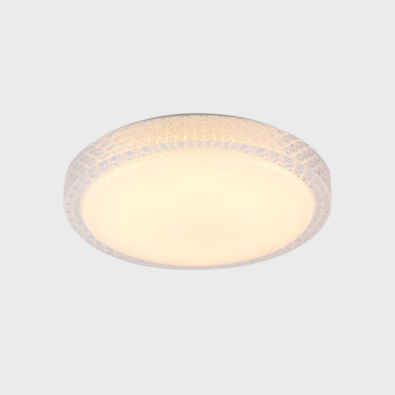 Simplicity Round Flush Light Cut Crystal 16"/19.5" Dia LED Ceiling Mount Light Fixture in White/Warm Light