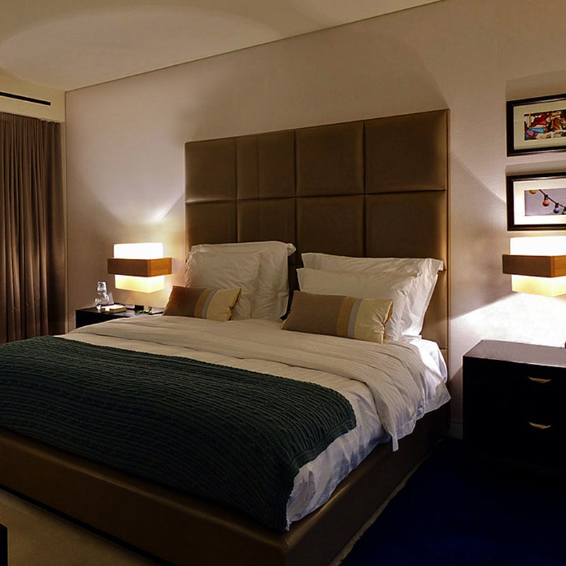 Cube Shade Study Room SCONCE LAMP MET HOUTECO MILK GLAS 1 licht Japanse wandlamp in het wit