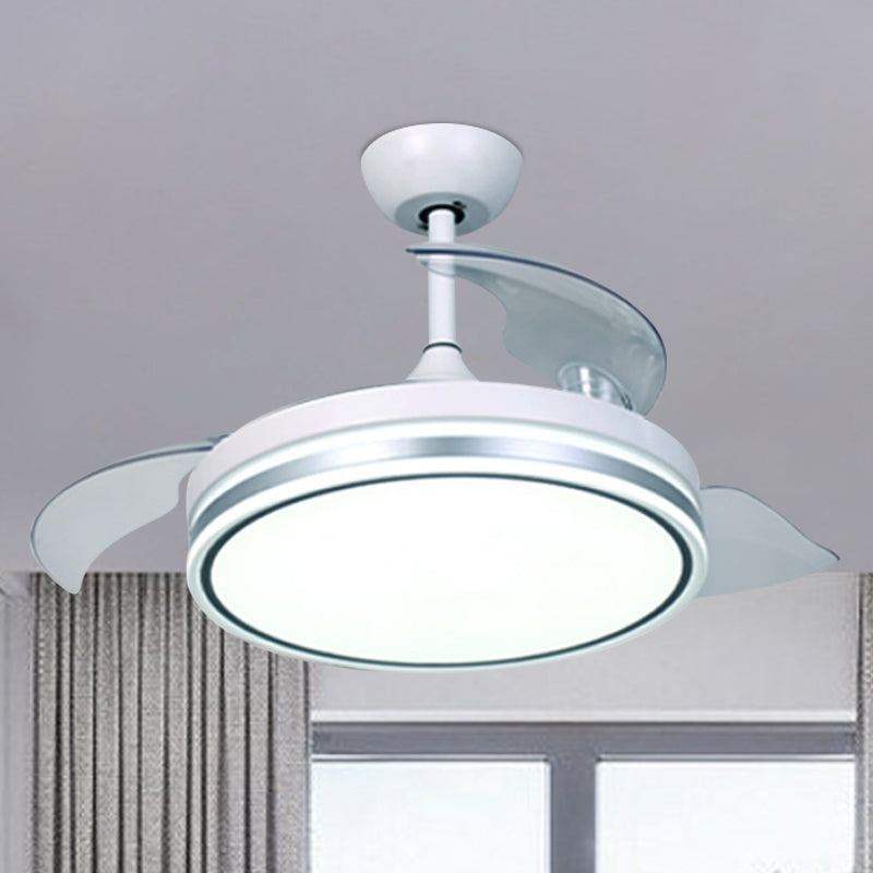 Luz de ventilador de colgantes circulares Minimalismo Acrílico Blanco de 3 cuchillas LED LED ILUMINACIÓN, 42 "ancho