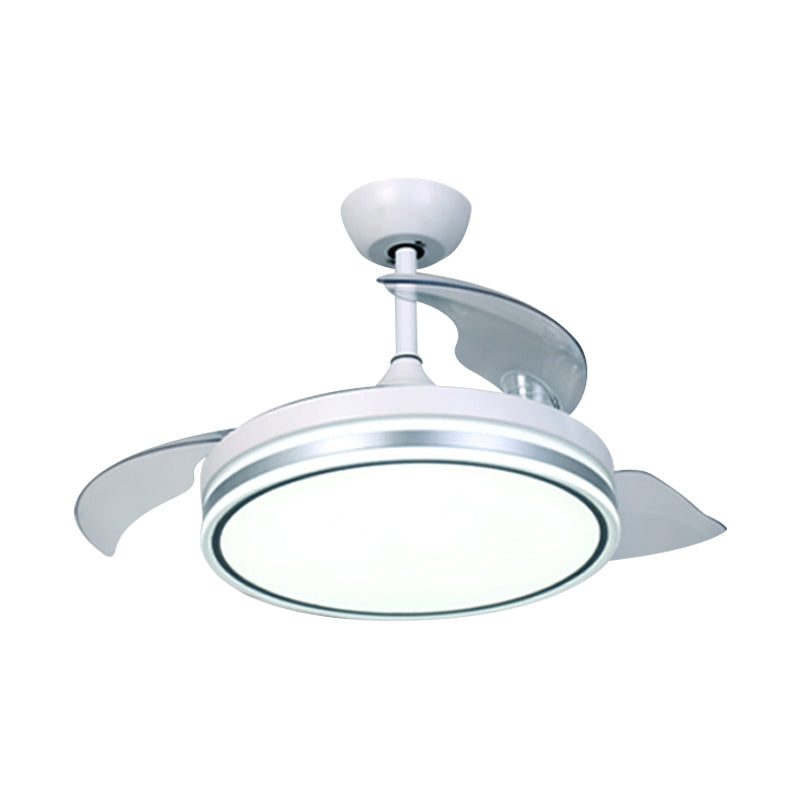 Luz de ventilador de colgantes circulares Minimalismo Acrílico Blanco de 3 cuchillas LED LED ILUMINACIÓN, 42 "ancho