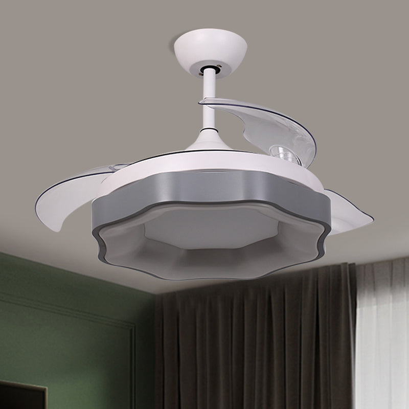 19 "W Grey Blumenanhänger Lüfter Lampe Moderne Acryl 3 Klingen LED SEMI BUSHEL ZEHN