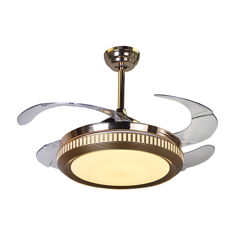Kreisförmige Deckenlüfterbeleuchtung Modernist Metallic LED Silber Semi Flush Mount mit 4 klaren Klingen, 16,5 "Breite