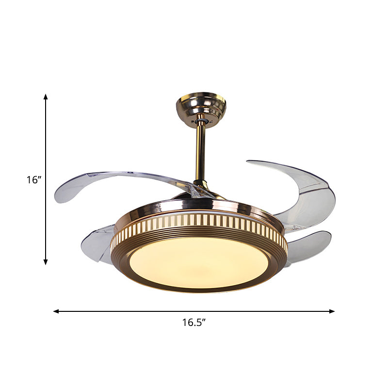Kreisförmige Deckenlüfterbeleuchtung Modernist Metallic LED Silber Semi Flush Mount mit 4 klaren Klingen, 16,5 "Breite
