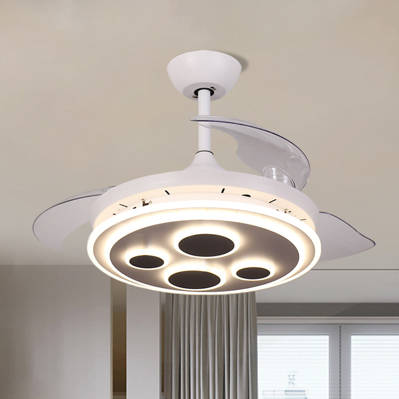 42 "W witte cirkel semi -spoeling eenvoud acryl 3 messen led hangende ventilatorverlichting voor salon