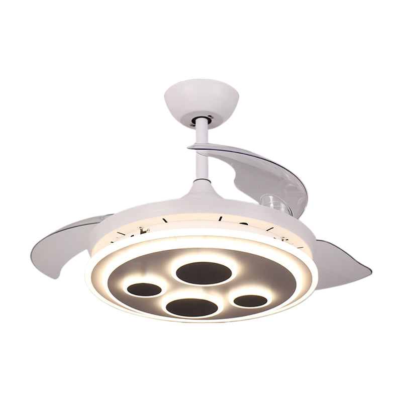42 "W witte cirkel semi -spoeling eenvoud acryl 3 messen led hangende ventilatorverlichting voor salon