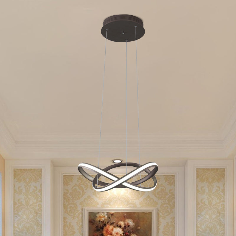 Metalen kruisingring naar beneden verlichting minimalisme koffie/wit led plafond kroonluchter in warm/wit licht