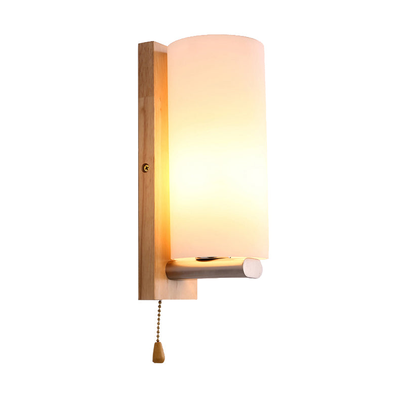 Simple Tube Shape Sconce Lighting Opal Glass 1 Bulb White Finish Wall Lamp for Bedroom Cafe
