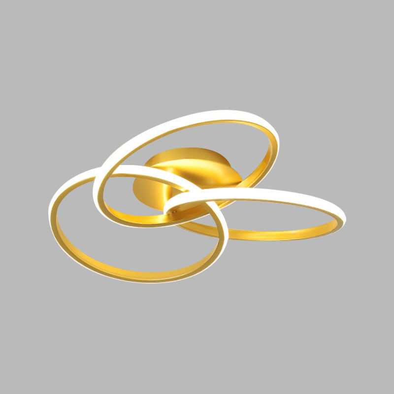 16.5 "/ 20.5" W trois anneaux semi - foncé nordique style métallique noir / or LED éclairage de plafond de proximité, lumière chaude / blanche