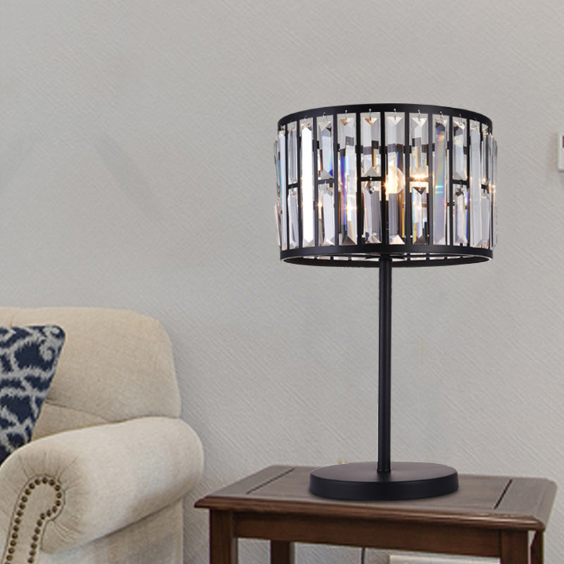 Gold/Negro 1 Lámpara de noche de bombilla Bloques de cristal modernos Luz de mesa de cilindro incrustado para salón
