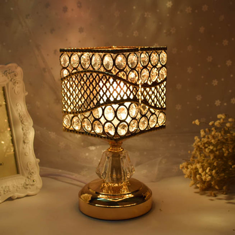 Cilinder/ronde/vierkante nachtlampje modernisme kristal ingelegde enkele lamp goud nachtkastje lamp