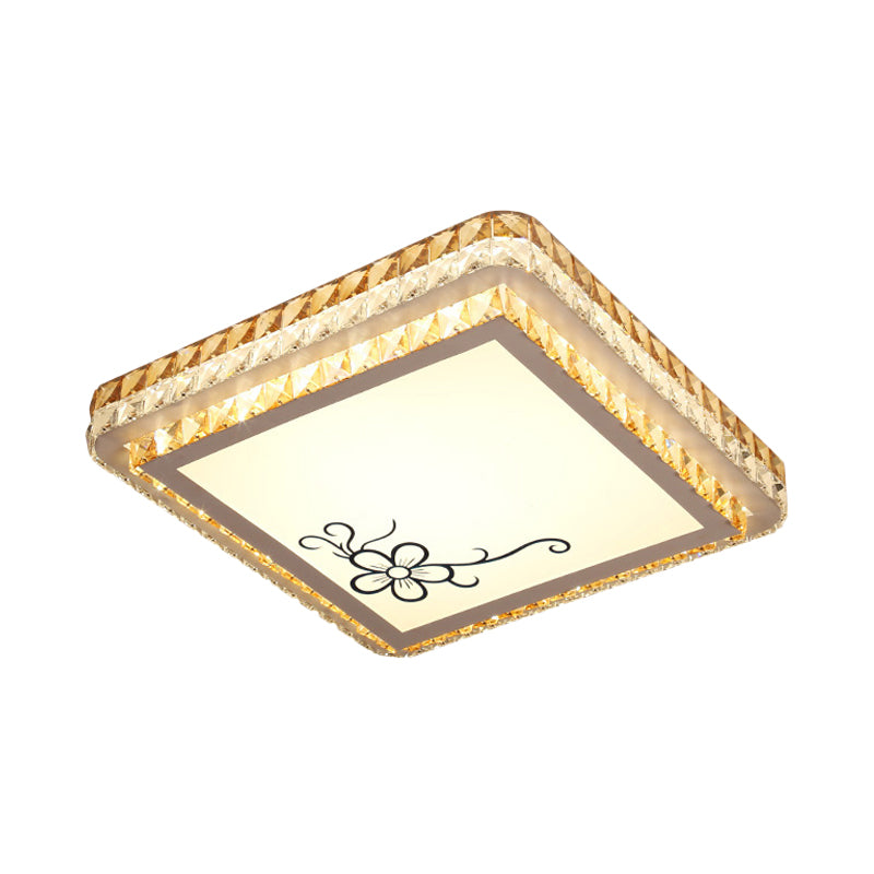 Clear Crystal Inserted Square Flushmount Simple Bedroom LED Flush Mount Ceiling Light