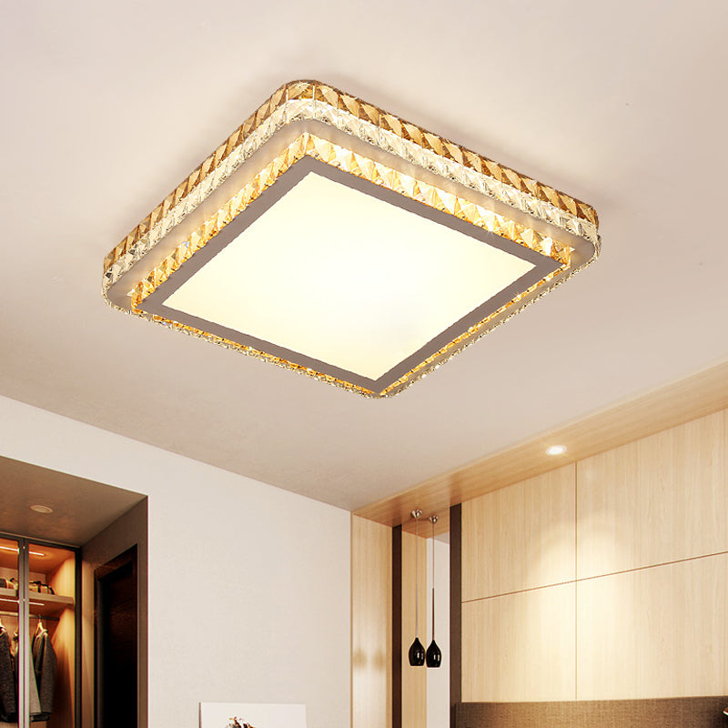 Clear Crystal Inserted Square Flushmount Simple Bedroom LED Flush Mount Ceiling Light