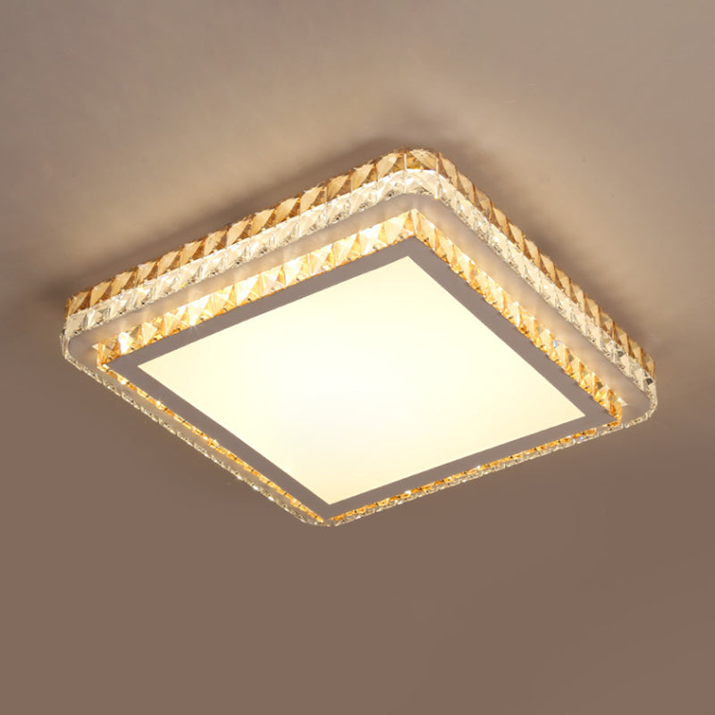 Clear Crystal Inserted Square Flushmount Simple Bedroom LED Flush Mount Ceiling Light