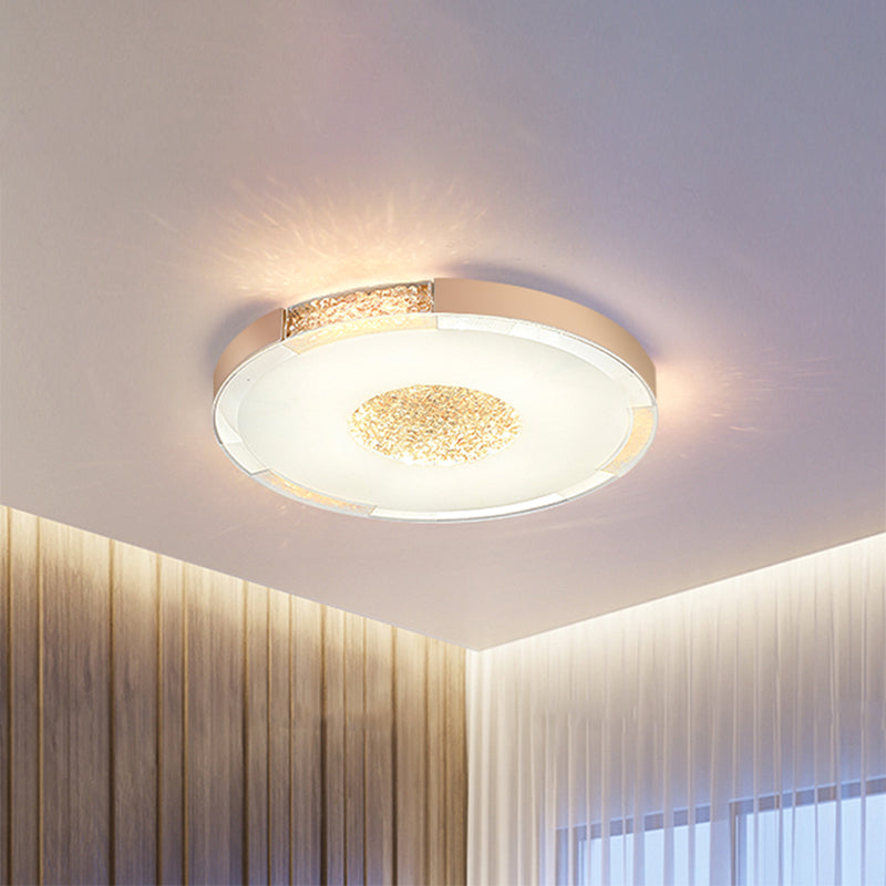 Lampada da incasso a LED con finitura nera/oro. Cristalli moderni con taglio smussato, montaggio a soffitto rotondo in luce bianca/calda