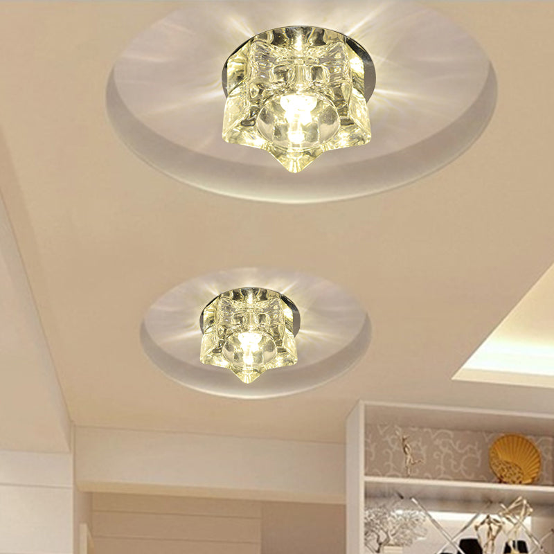 Star-Shape LED Ceiling Fixture Contemporary Clear Crystal Living Room Flushmount Lighting in Warm/White/Multi Color Light