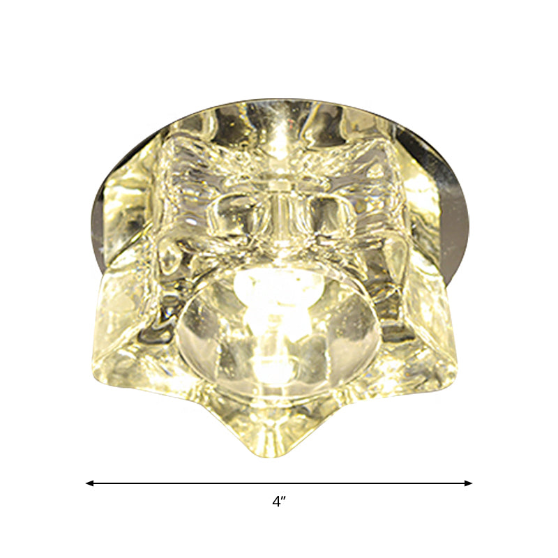 Star-Shape LED Ceiling Fixture Contemporary Clear Crystal Living Room Flushmount Lighting in Warm/White/Multi Color Light
