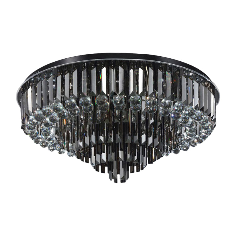 23.5"/31.5" Wide Modern LED Flushmount with Crystal Prisms Shade Stainless-Steel Tapered Ceiling Lighting, Warm/White Light