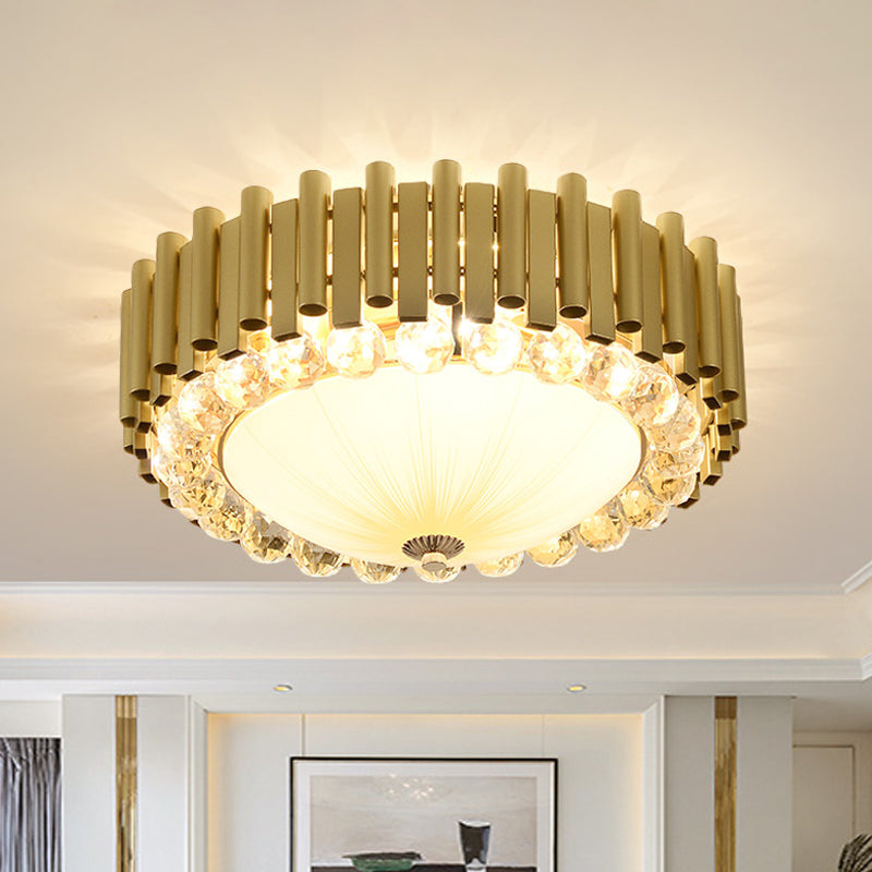 Sfere Crystal Dome Flushmonte Lighting Moderno 6 - Testa Soffitto Montato Fixture in Brass per Bedroom