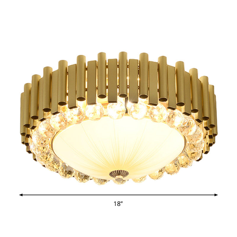 Sfere Crystal Dome Flushmonte Lighting Moderno 6 - Testa Soffitto Montato Fixture in Brass per Bedroom
