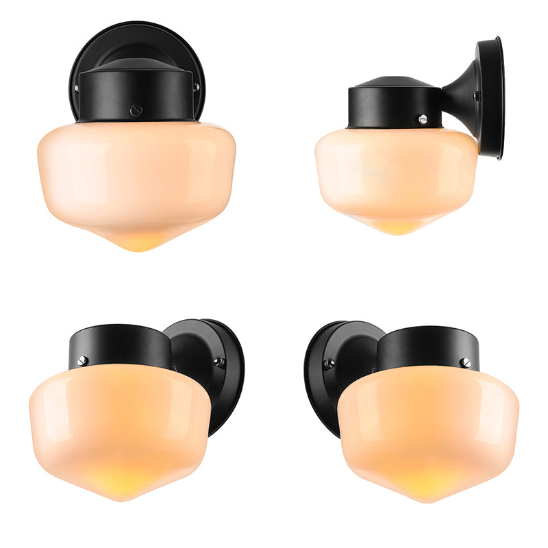 Schulhaus Leuchter leichter modernes weißes Glas 1 helles schwarz/weißes Spiegel Wandmontagelampe