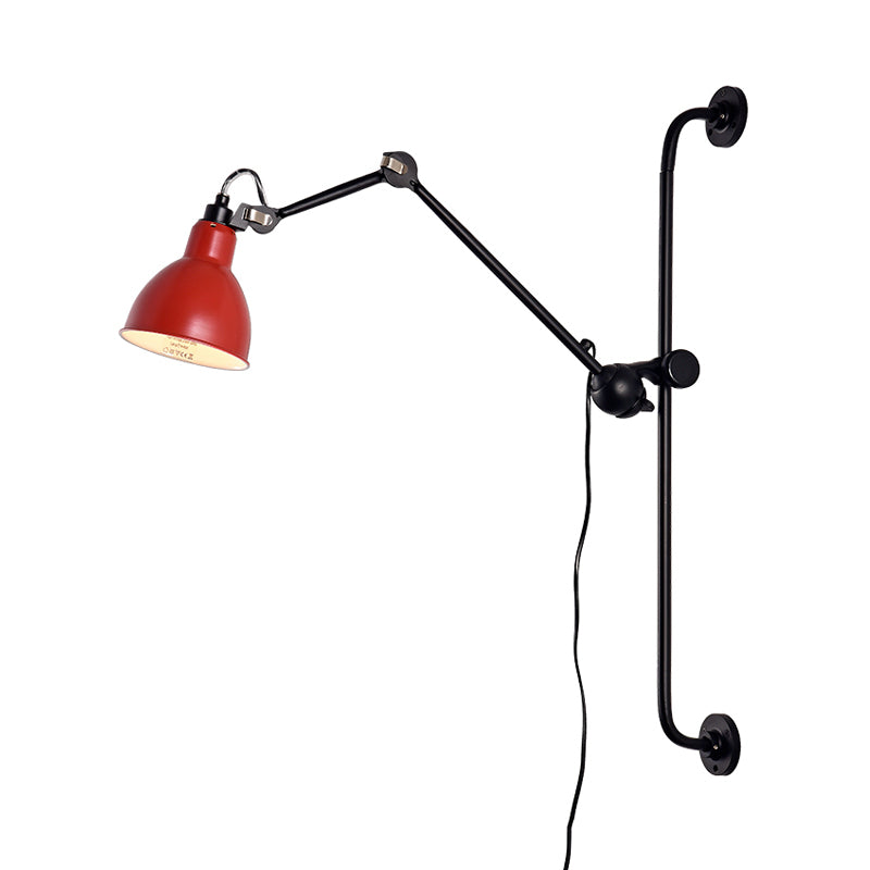 Tombre de cúpula negro/negro Luz de pared Modernista 1 Cabeza Lámpara de pared ajustable metálica para el comedor