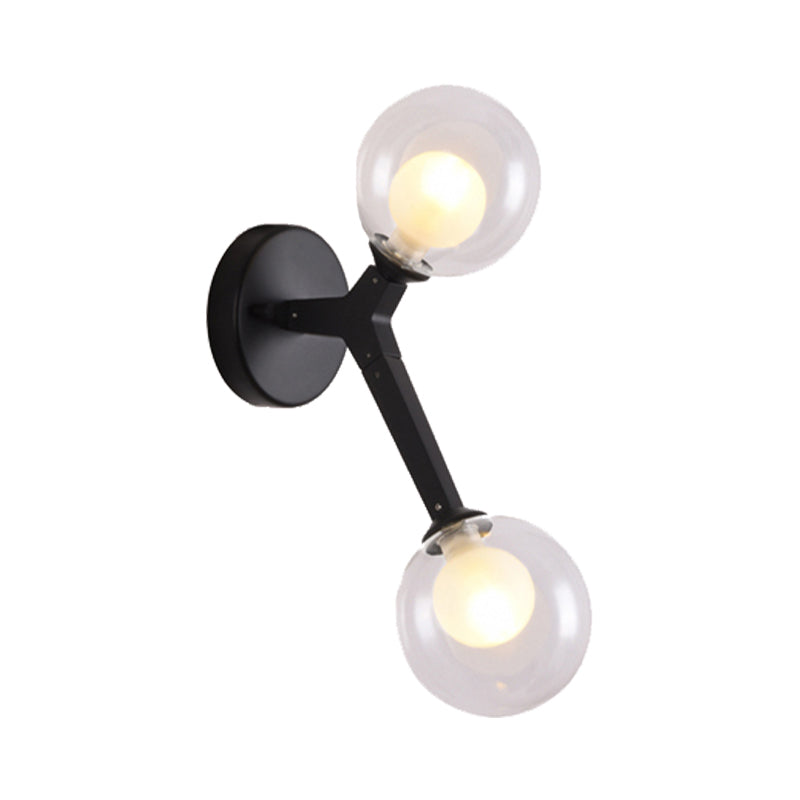 Black/Gold Bubble Wall Sconce Lamp Nordic 2 Lights Clear Glass Wall Sconce Lighting for Bedroom