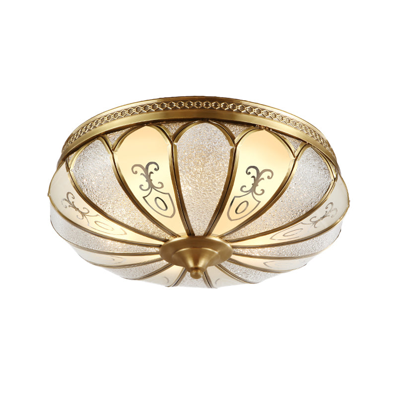 Lotus Frosted Glass Ceiling Flush Colonial 3/4/5 Heads Bedroom Flush Mount Light Fixture in Gold
