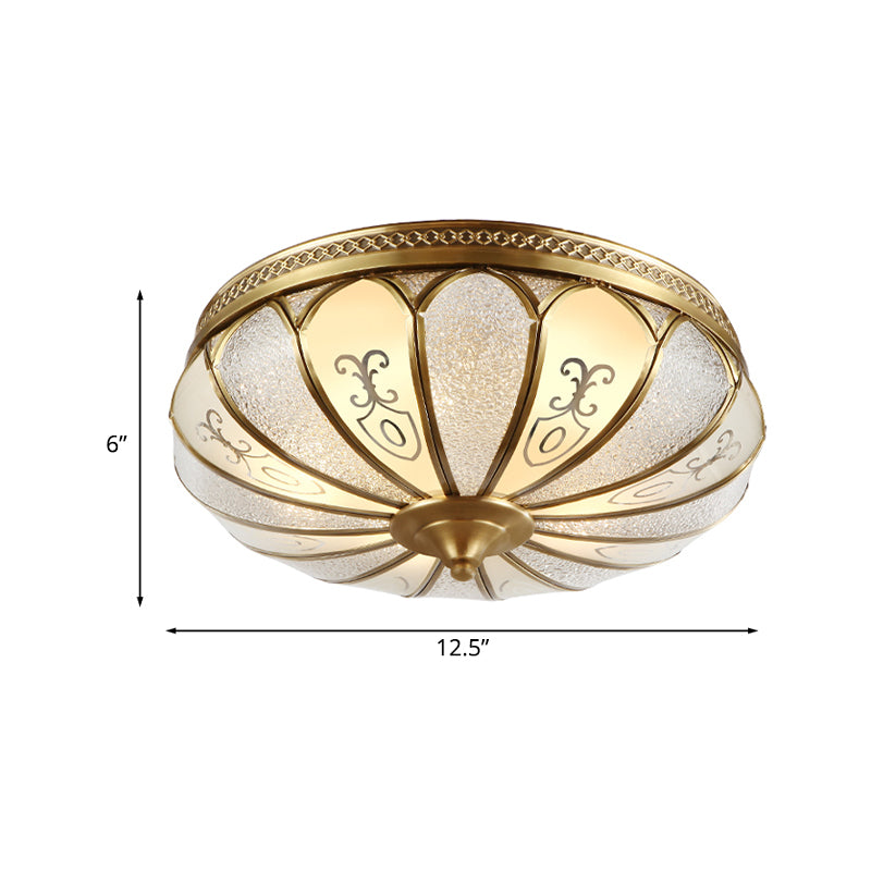 Lotus Frosted Glass Ceiling Flush Colonial 3/4/5 Heads Bedroom Flush Mount Light Fixture in Gold
