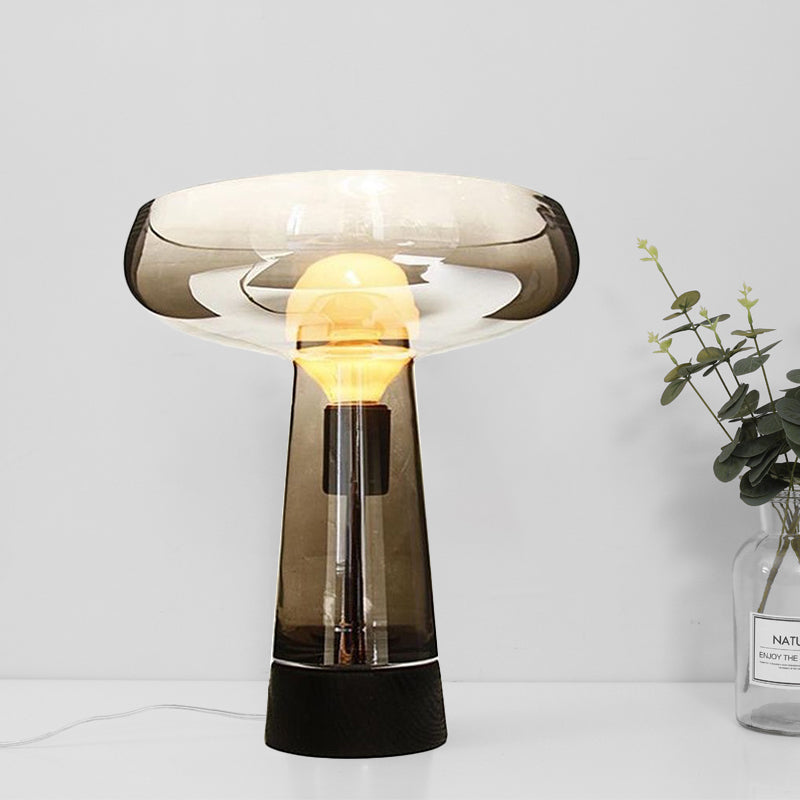 Retro Style 1 Head Night Light Smoke Grey Glass Open Top Designed Torch Table Lighting