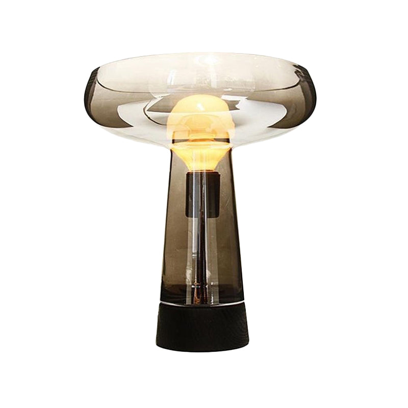 Retro Style 1 Head Night Light Smoke Grey Glass Open Top Designed Torch Table Lighting