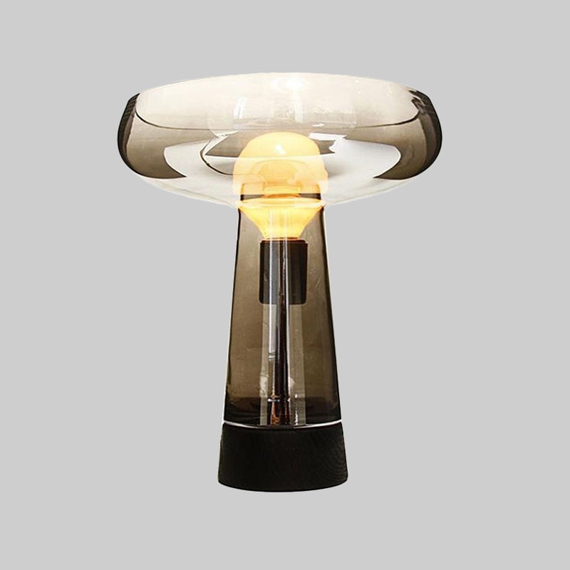 Retro Style 1 Head Night Light Smoke Grey Glass Open Top Designed Torch Table Lighting