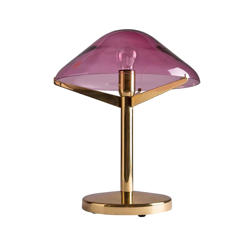 Iluminación de mesa de medusa vintage vidrio morado 1 lámpara de soporte de noche ligera con soporte de latón