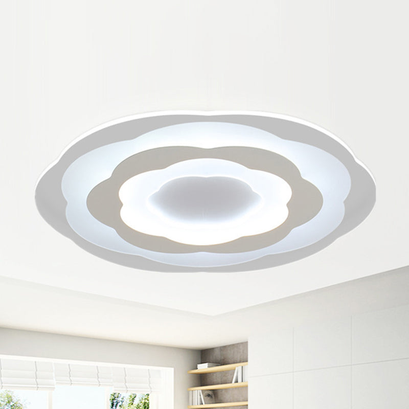 Ultrathin Layered Flower Ceiling Light Modernist Acrylic White 16.5"/20.5" Wide LED Flush Mount Lighting for Bedroom