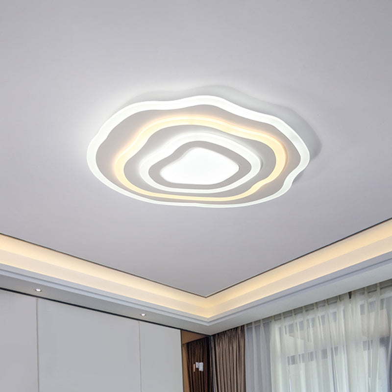19.5"/23.5" Wide Modern LED Ceiling Lamp Acrylic White Rippling Flush Mount Light in Warm/White Light for Lounge