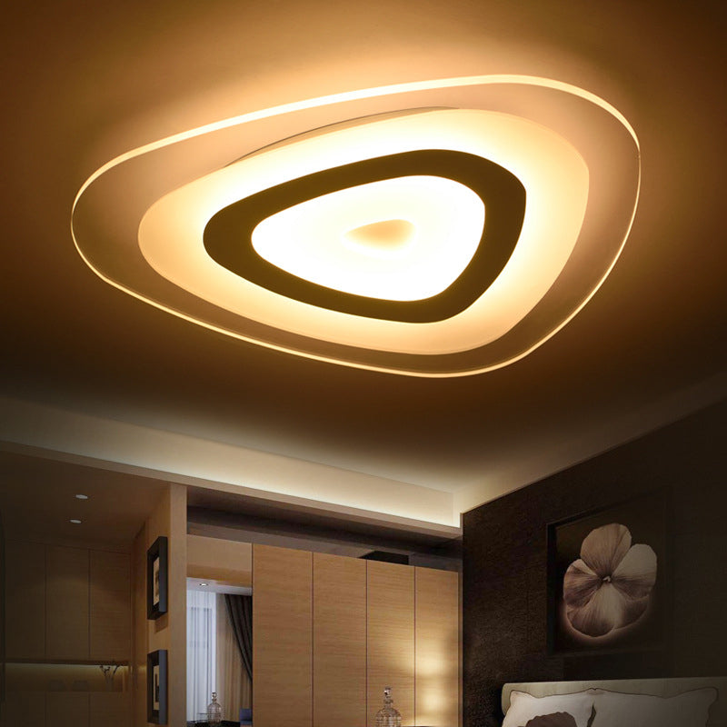Acrylic Layered Triangle Thin Flush Light Modern White 16.5"/20.5"/24.5" Wide LED Ceiling Mounted Lamp for Bedroom