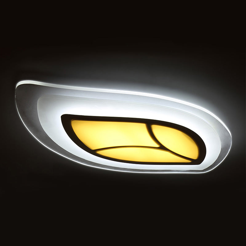 Simple LED Flush Mount Lighting Acrylic White Leaf Shaped Thin Ceiling Light in Warm/White Light