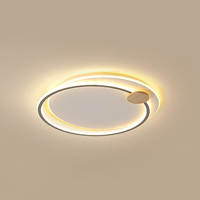 Black/Grey Dual Circle Ceiling Fixture Minimalist Acrylic 16.5"/20.5" Wide LED Flush Mount Recessed Lighting in Warm/White Light