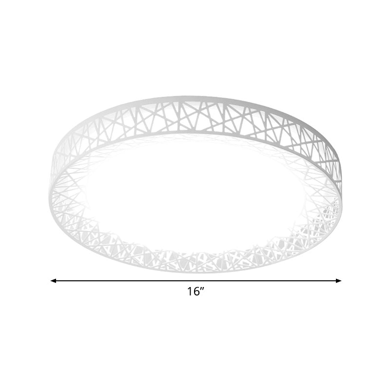 Bird Nest Thin Iron Flush Light Fixture Modern White 16 "/19.5" Wide LED Surface Ceiling Lamp with Recessed Diffuser