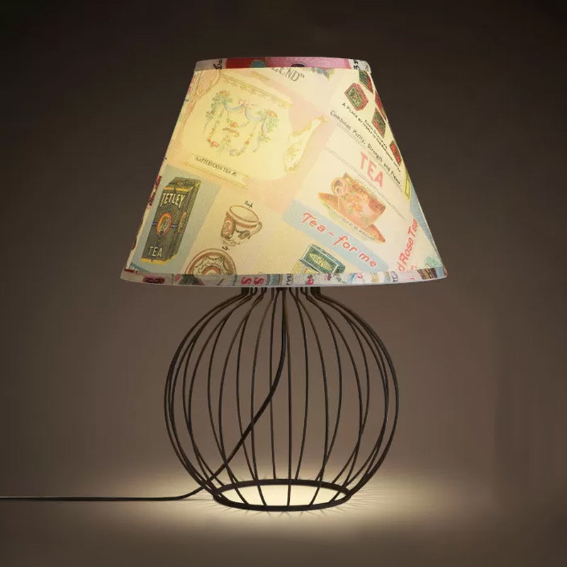 Emmer woonkamer bureau verlichting vintage stof 1 licht zwart nachtkastje licht met bol kooivas