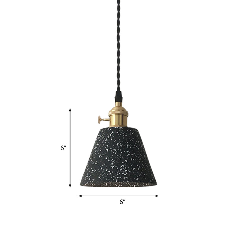 Black Tapered Ceiling Suspension Lamp Industrial Cement 1-Head Living Room Pendant Light Fixture