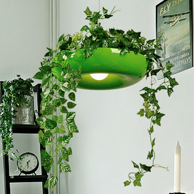 Aluminium Bowl Pendant Ceiling Light Industrial 1 Bulb Restaurant Plant Hanging Lamp in Black/White/Green