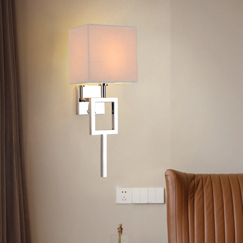 Lampada quadrata contemporanea in tessuto lampada in tessuto LED Wall Sconce Sconce in beige per camera da letto